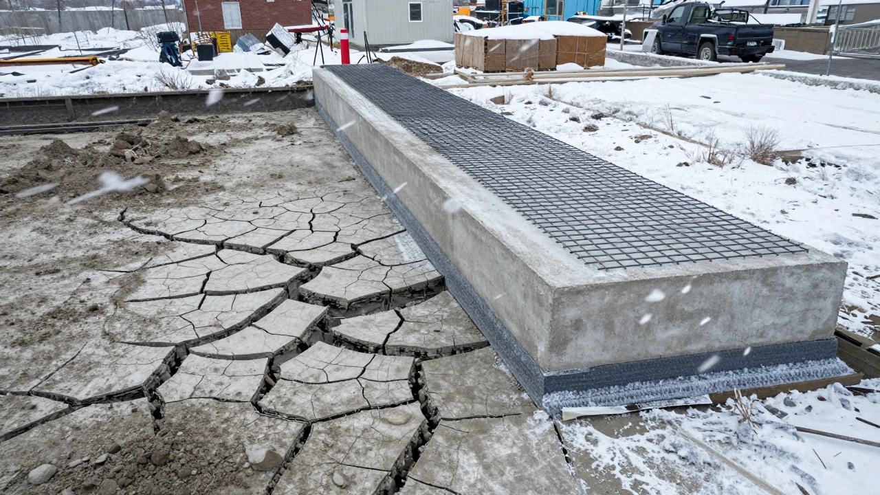 Сравнение: сломанный фундамент из-за малой глубины и прочный фундамент с правильной изоляцией и бетоном М250 в морозах.