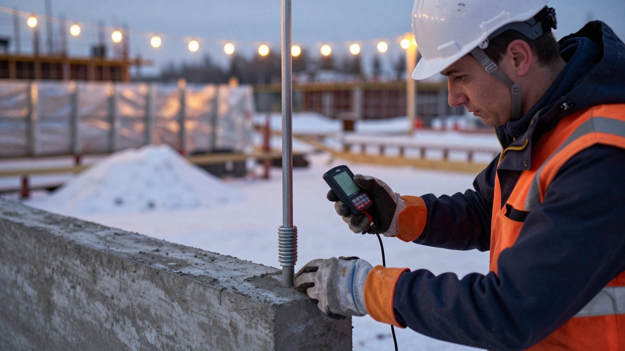 Проверка температуры застывания бетона