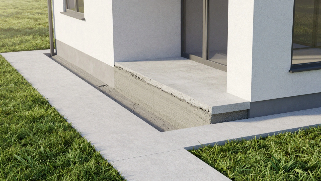 Схема фундамента дома и садовых дорожек из бетона М400